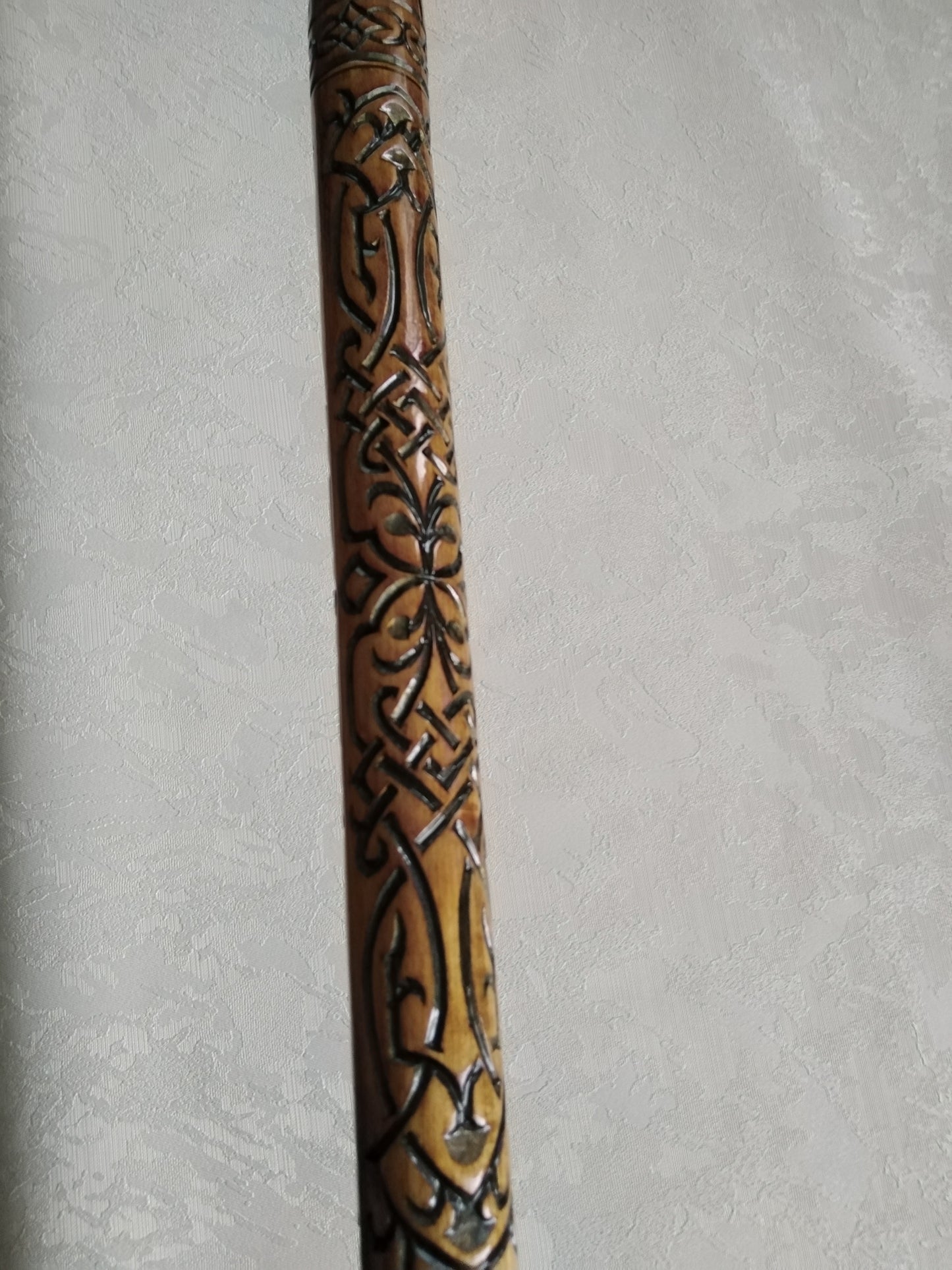 Carved wooden cane with dragon paw and diamond