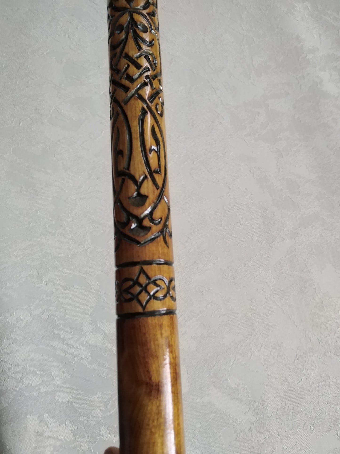 Carved wooden cane with dragon paw and diamond