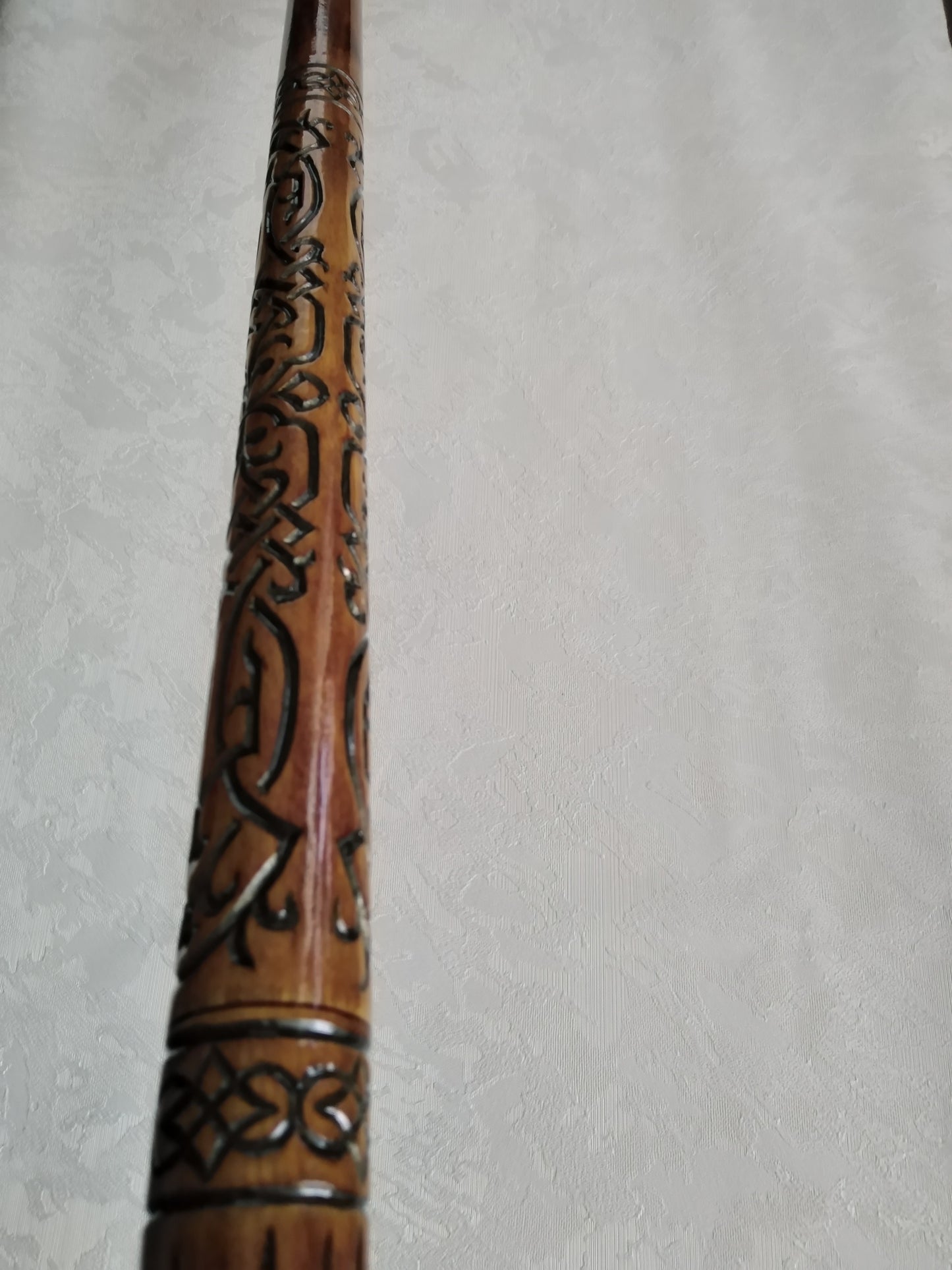 Carved wooden cane with dragon paw and diamond