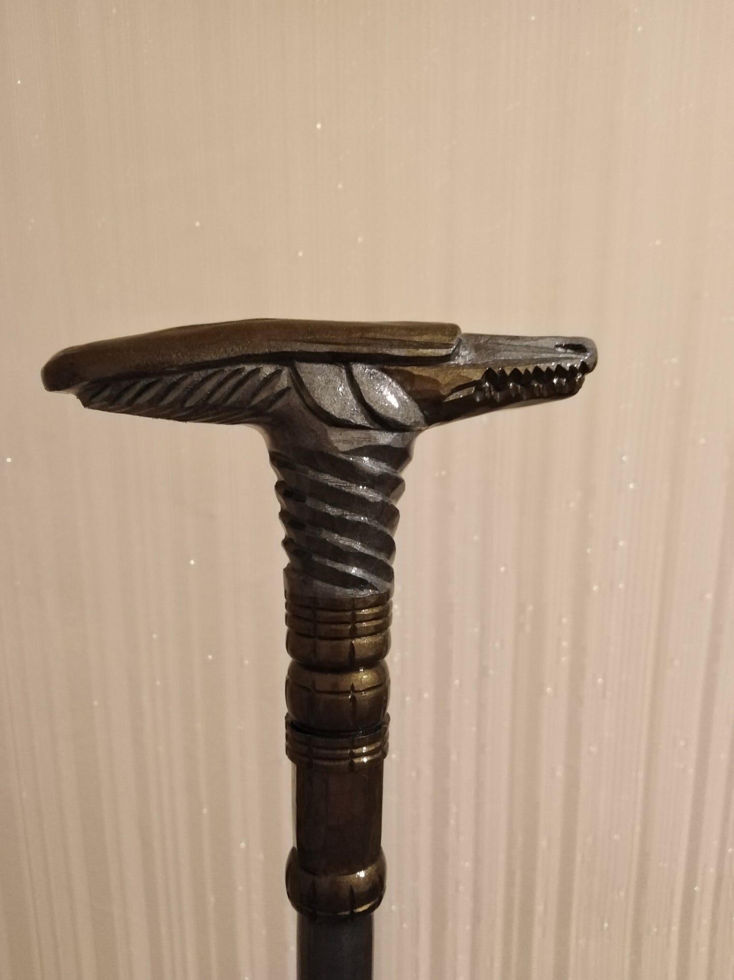 Carved wooden cane in Egyptian style