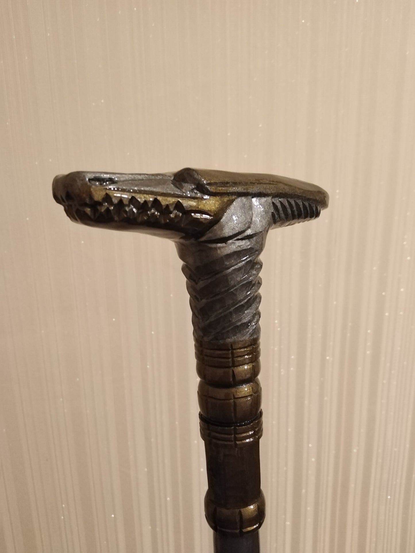 Carved wooden cane in Egyptian style