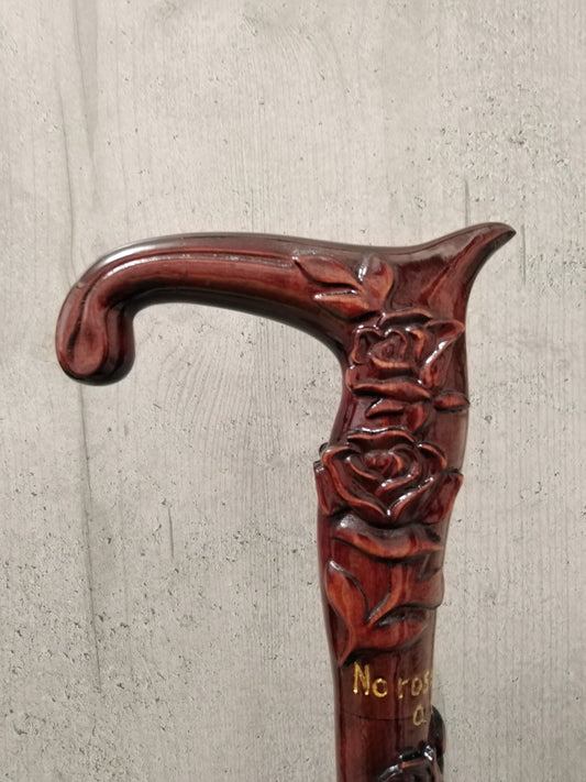 Carved wooden cane with roses