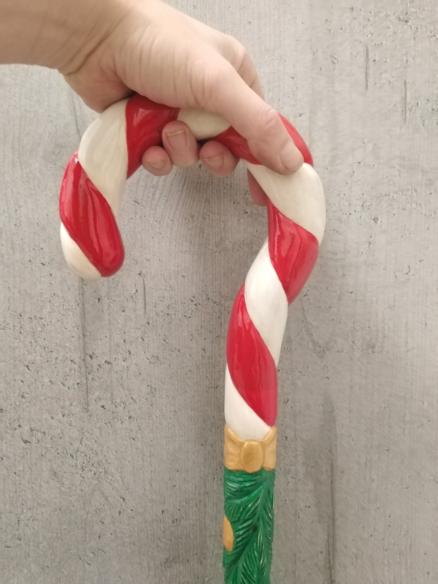 Carved wooden Christmas cane