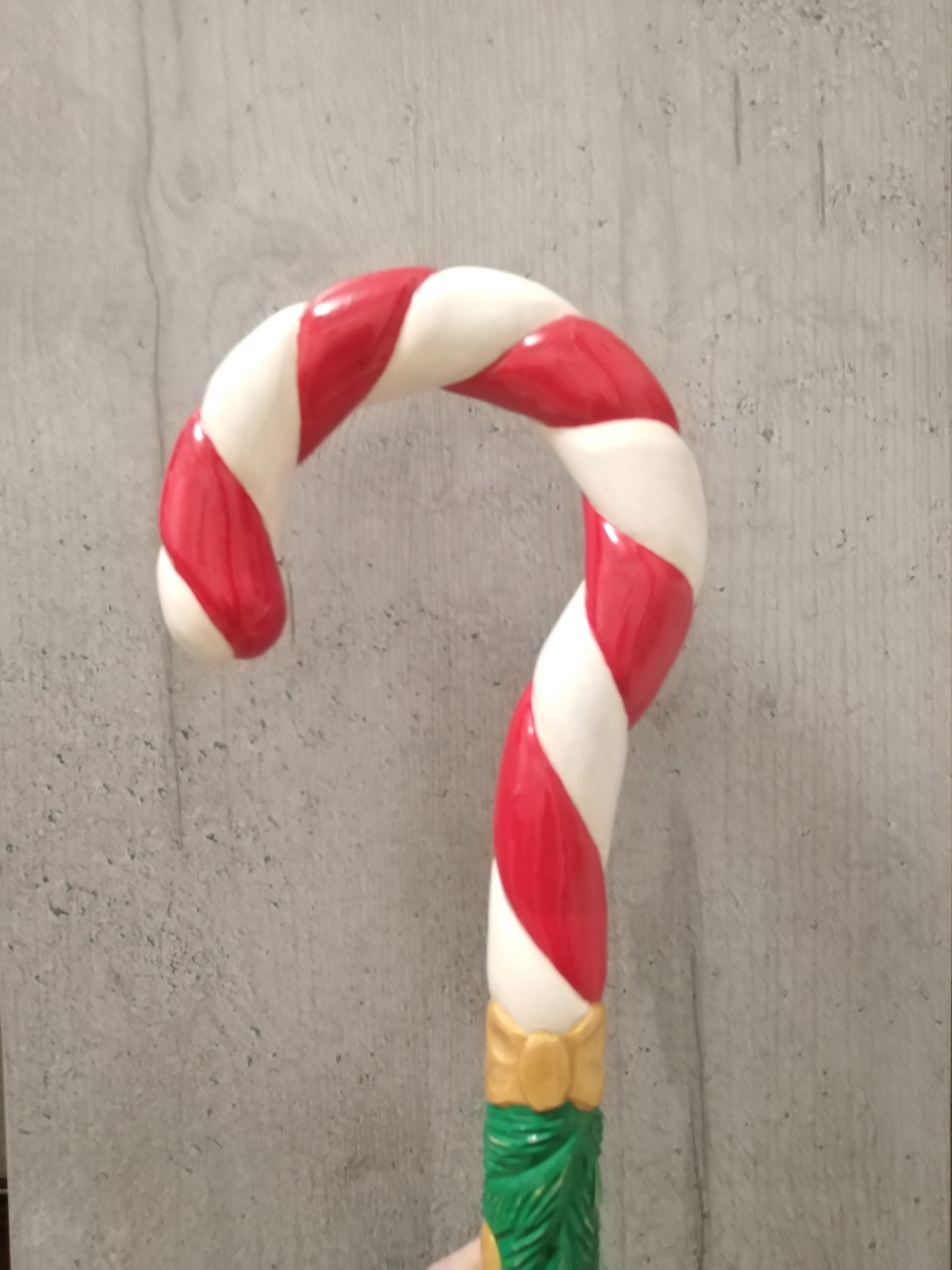 Carved wooden Christmas cane