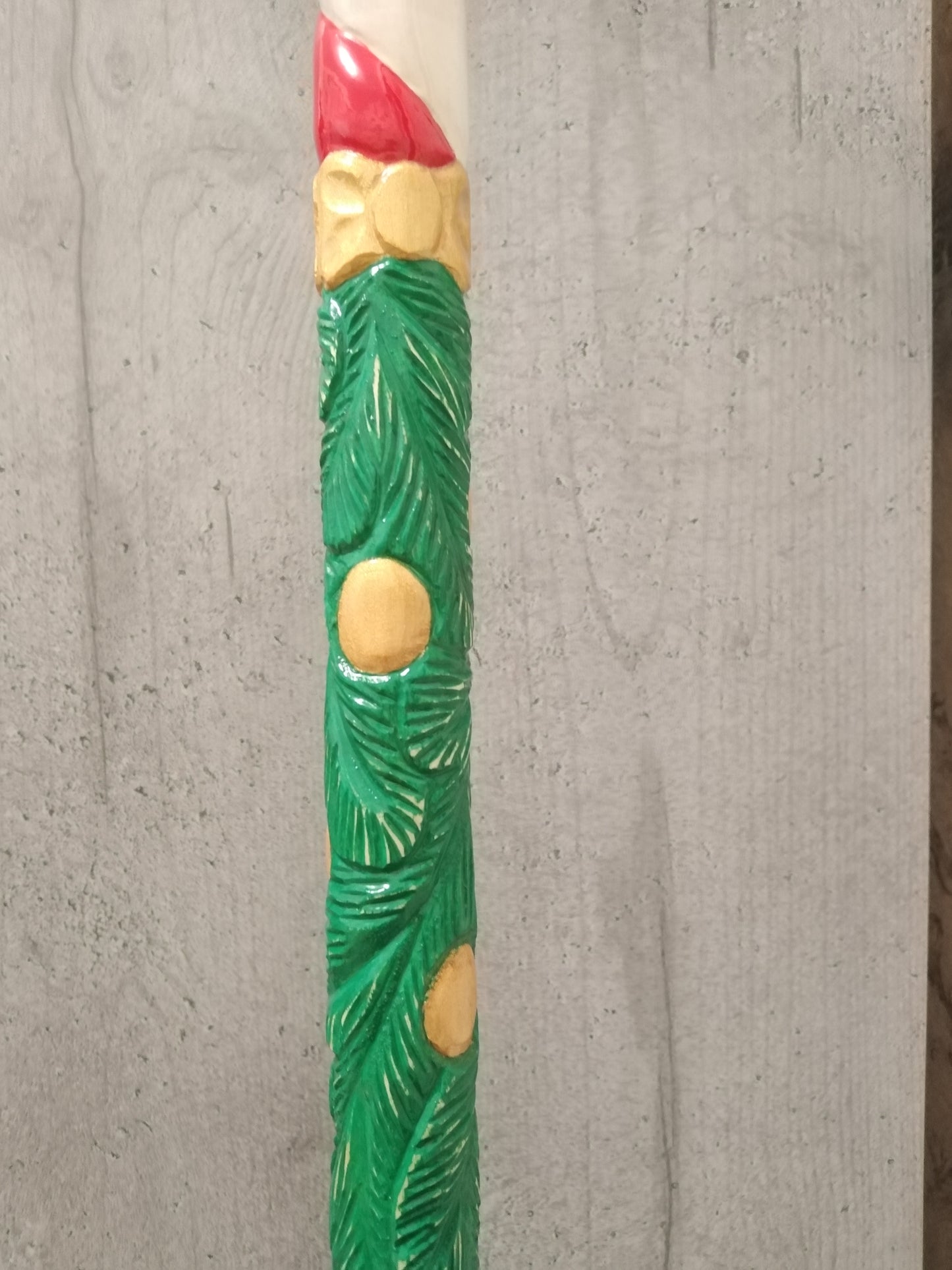 Carved wooden Christmas cane