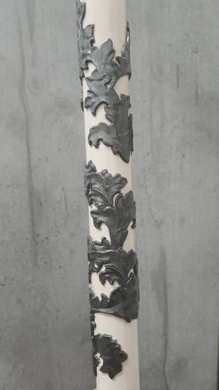Carved wooden cane white cat