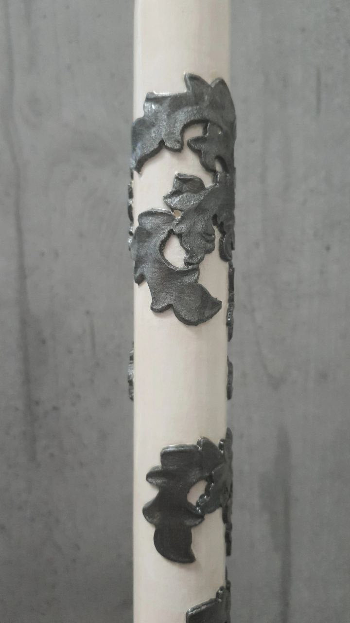 Carved wooden cane white cat